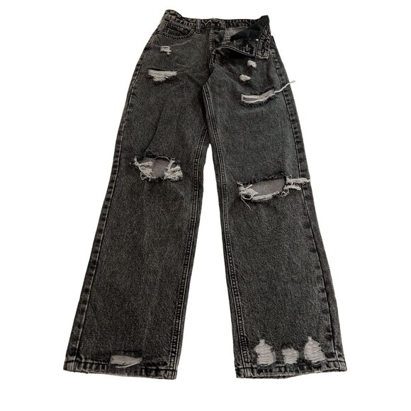 RtA Straight Leg Distressed Jeans in Black - Picture 1 of 3